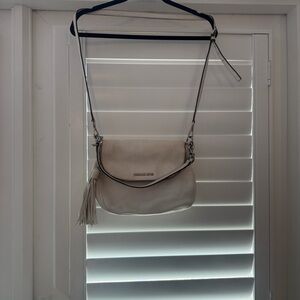Michael Kors Authentic Cream Leather Crossbody with Tassel Accent